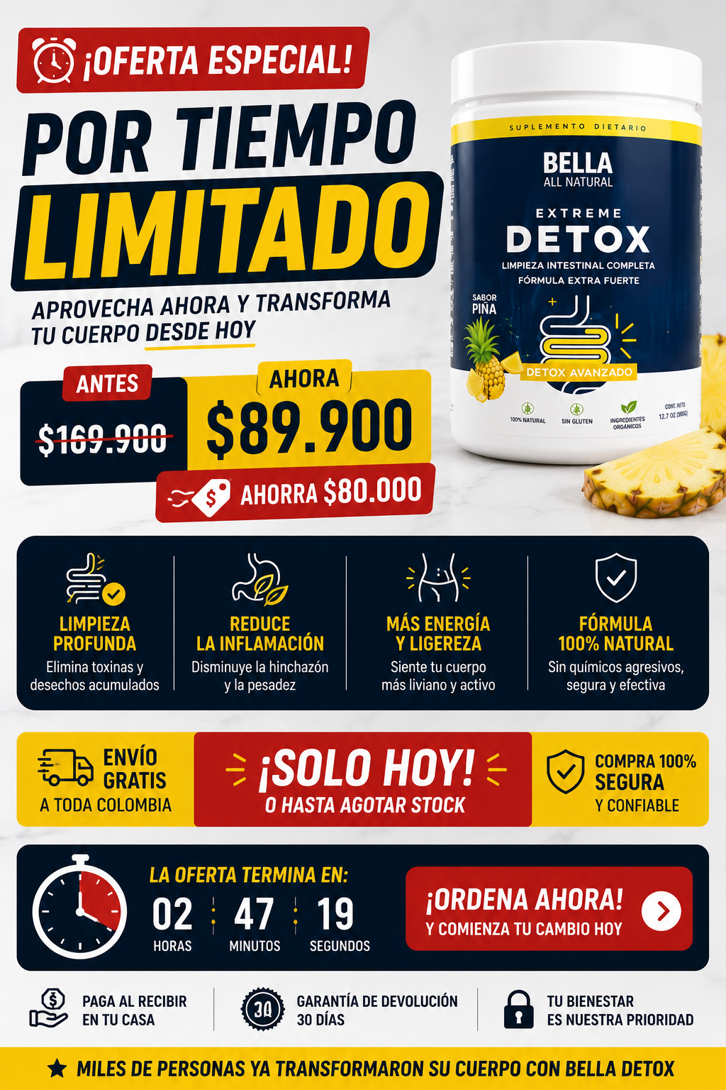 Bella Detox Intestinal: Desinflama tu abdomen y limpia tu colon