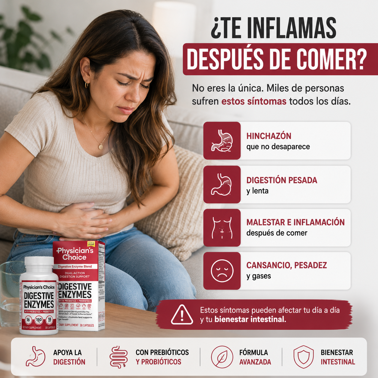 Physician's Choice enzimas digestivas:Mejora tu digestión y elimina la pesadez diaria